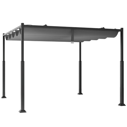 3M x 3M Outdoor Pergola with Retractable Canopy-Grey