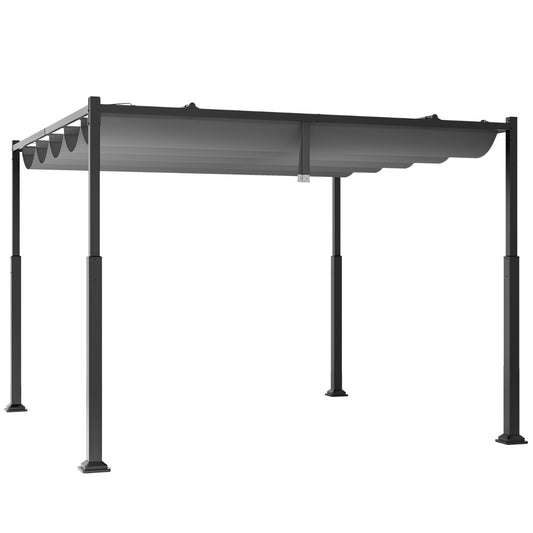 3M x 3M Outdoor Pergola with Retractable Canopy-Grey