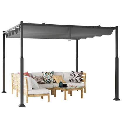 3M x 3M Outdoor Pergola with Retractable Canopy-Grey