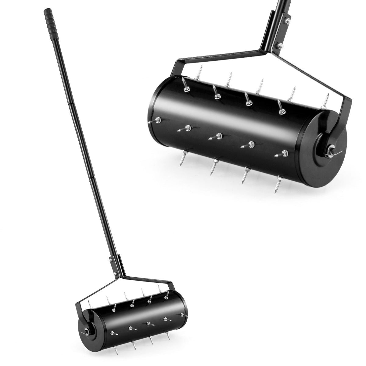 Heavy-Duty Rolling Aerator for Lawn Care Filled Sand Stone-Black-45 cm