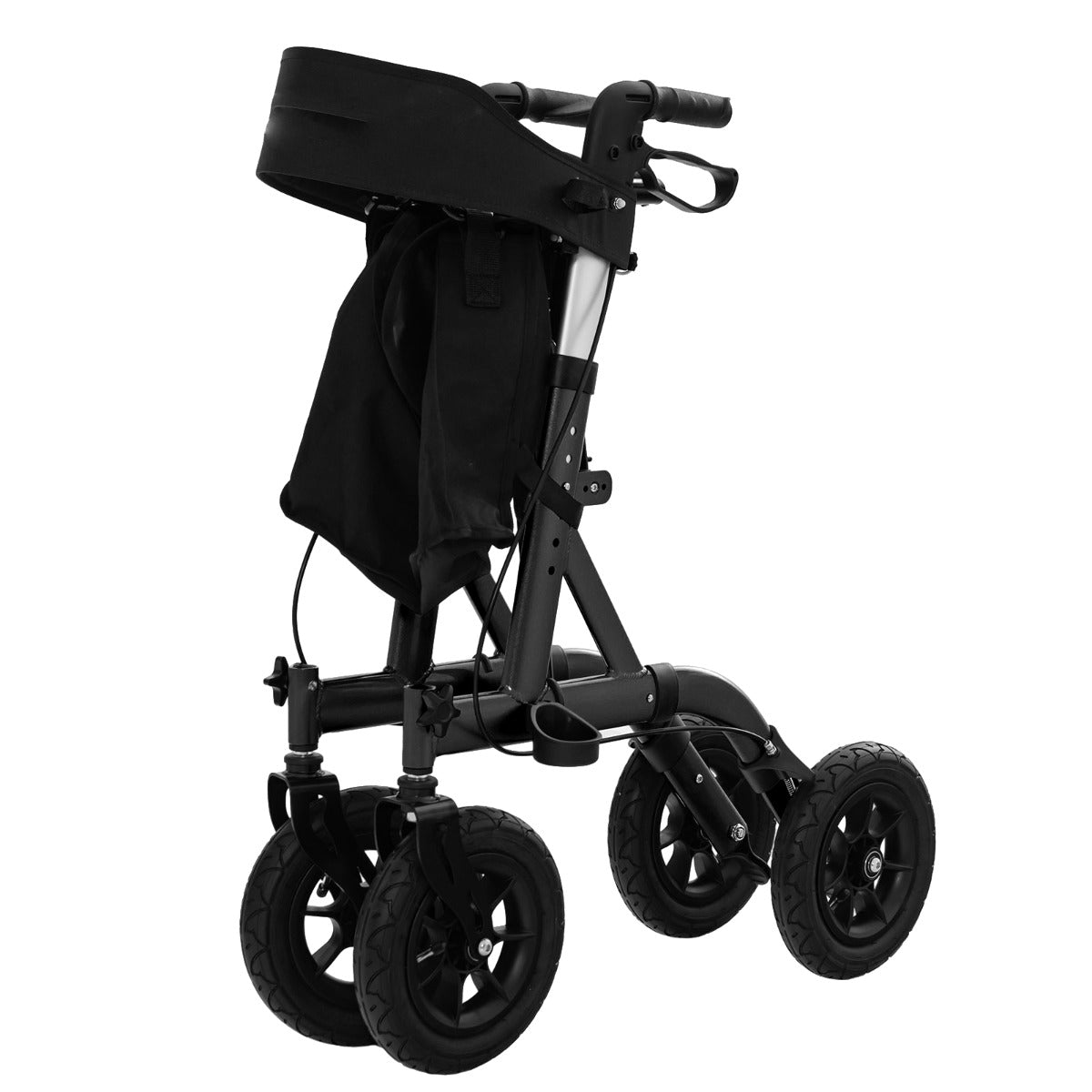 Costway Height Adjustable and Foldable Rollator Walker with Storage Bag-Black