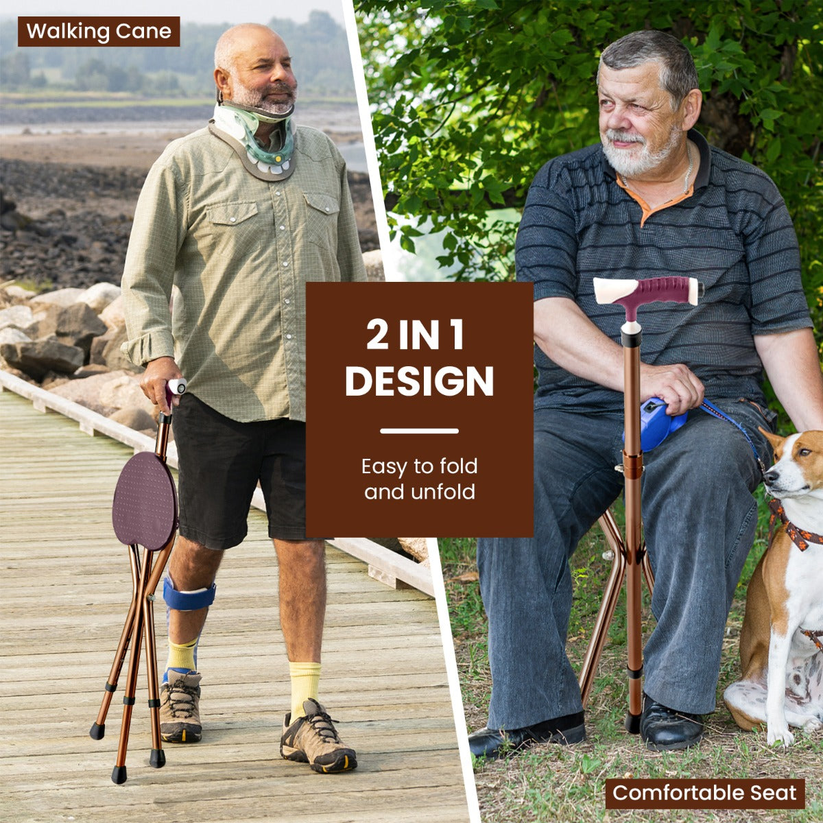 Three anti-slip rubber footpads provide stable traction and help maintain balance on outdoor surfaces