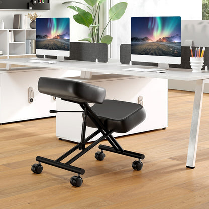 Height Adjustable Kneeling Chair with Angled Seat to Relieve Pain