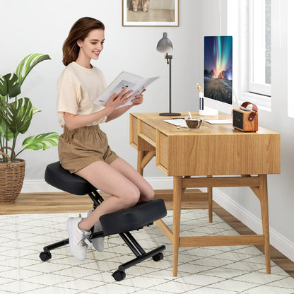 Height Adjustable Kneeling Chair with Angled Seat to Relieve Pain
