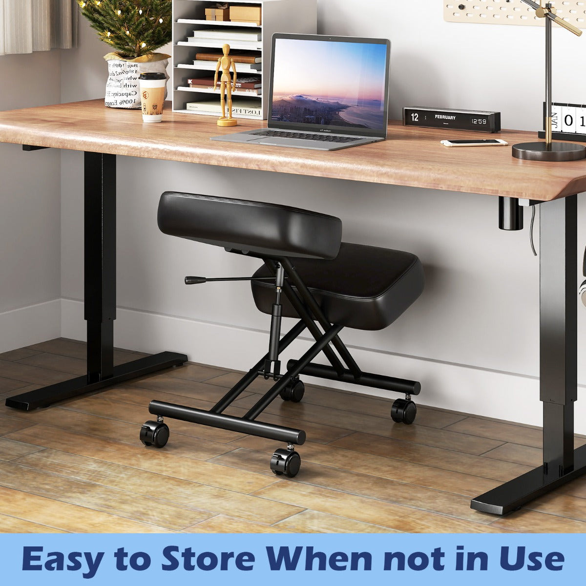 Height Adjustable Kneeling Chair with Angled Seat to Relieve Pain