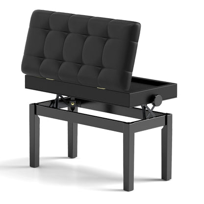 Height-adjustable Piano Bench with Double Seat for 2 People