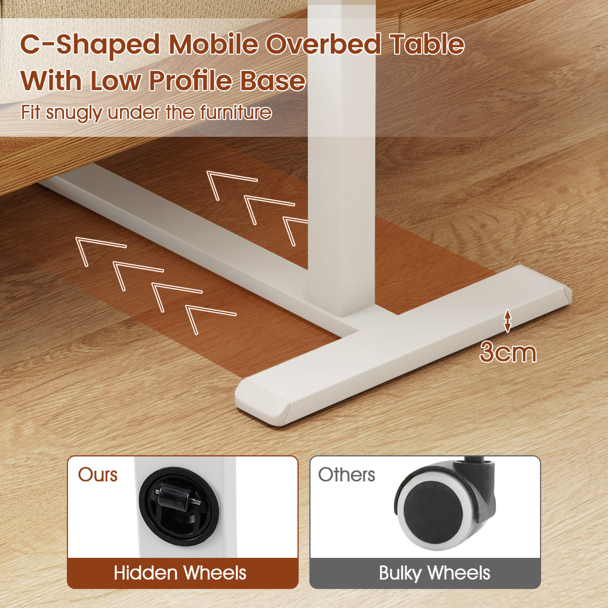 Height Adjustable Standing Laptop Cart with Tilting Tabletop and Dual Edge Stoppers-Natural