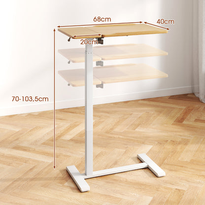 Height Adjustable Standing Laptop Cart with Tilting Tabletop and Dual Edge Stoppers-Natural