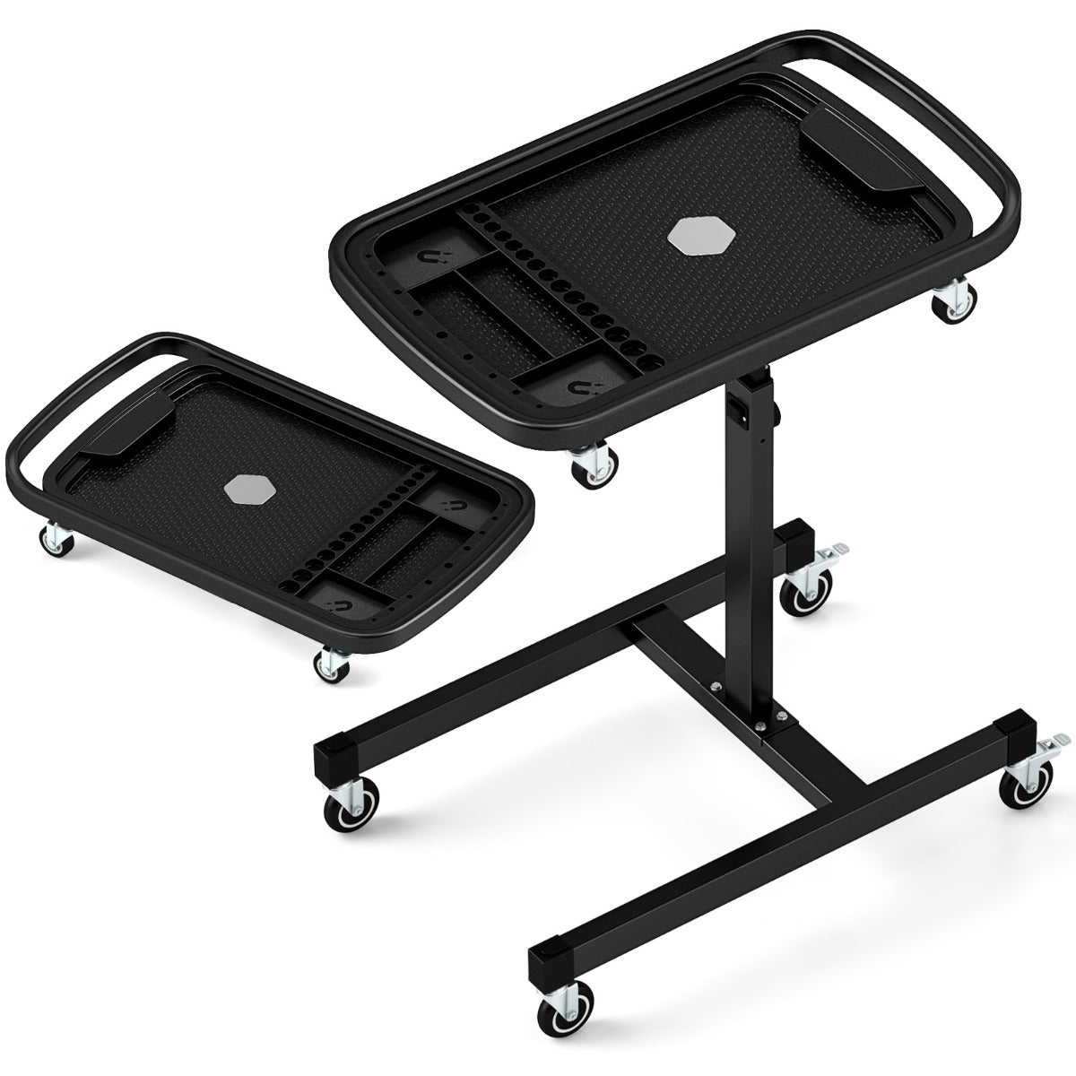 2-in-1 Height Adjustable Work Table with Detachable Part Tray-Black