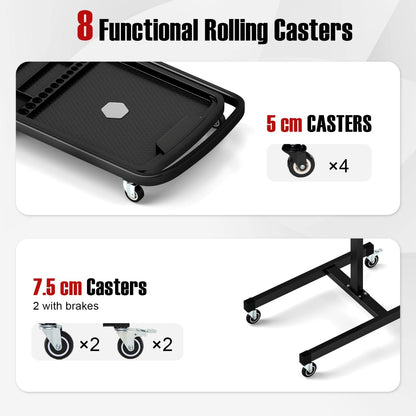2-in-1 Height Adjustable Work Table with Detachable Part Tray-Black