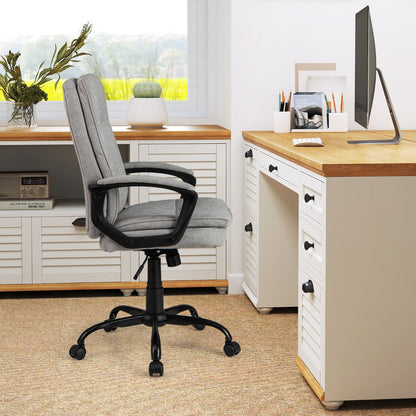 Height-adjustable Office Chair with Rocking Function and Armrest-Grey
