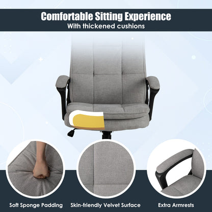 Height-adjustable Office Chair with Rocking Function and Armrest-Grey