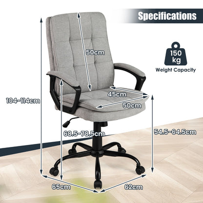 Height-adjustable Office Chair with Rocking Function and Armrest-Grey