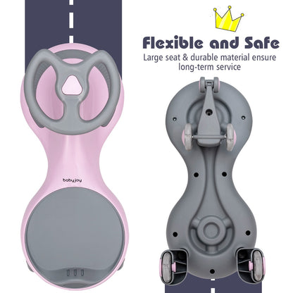 High Bounce Wiggle Car for Kids Swing Car Indoors and Outdoors-Pink