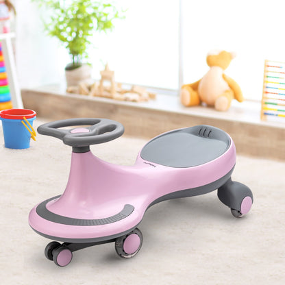 High Bounce Wiggle Car for Kids Swing Car Indoors and Outdoors-Pink