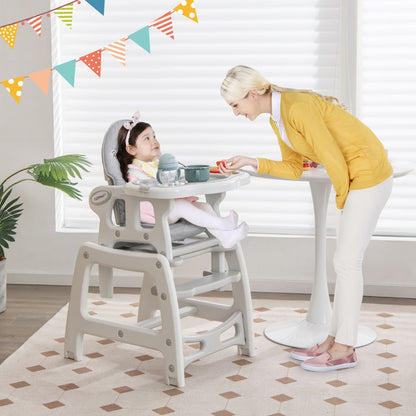 3-in-1 Highchair with Removable 4-Position Tray and Seat Cushion  for 6-36 Months