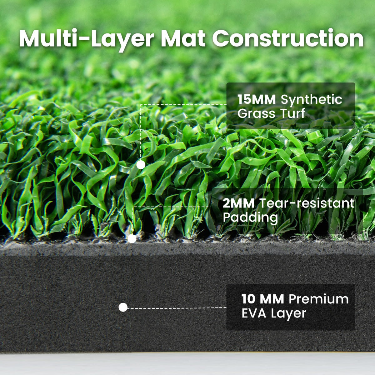 Costway Artificial Turf Mat for Indoor/Outdoor Golf Practice Includes 2 Rubber Tees and 2 Alignment Sticks-S