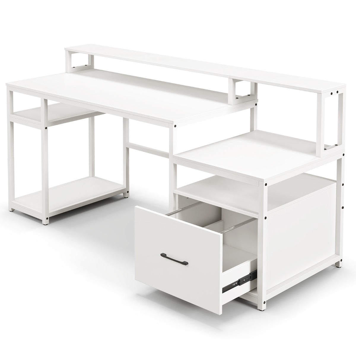 168 CM Home Office Computer Desk with Storage Shelves