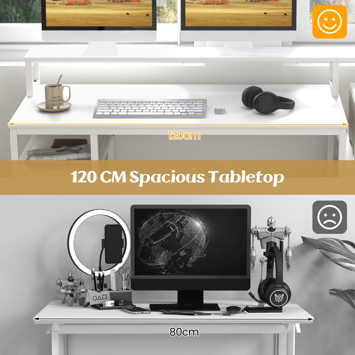 168 CM Home Office Computer Desk with Storage Shelves