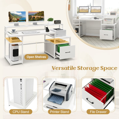 168 CM Home Office Computer Desk with Storage Shelves