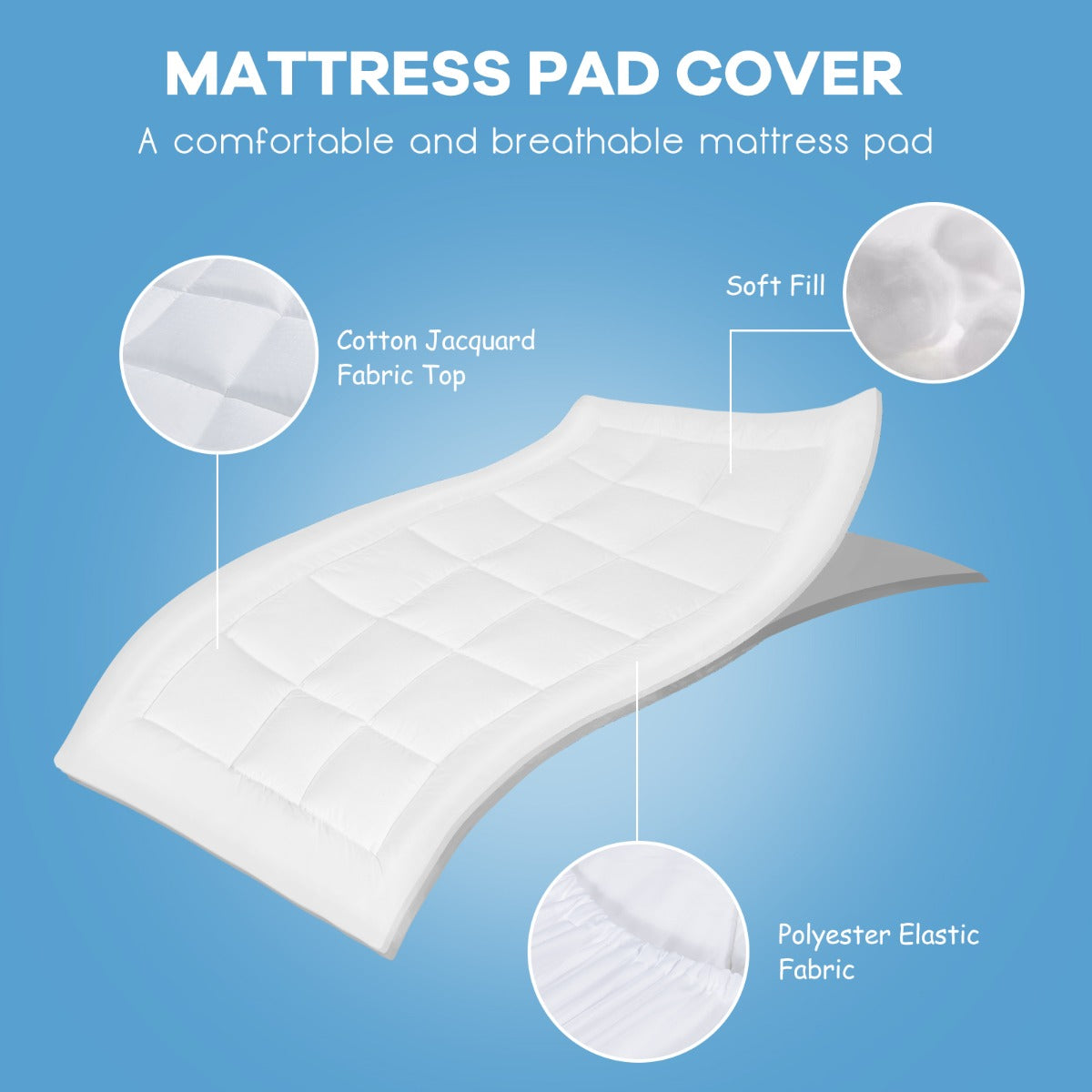 Dust Proof Breathable Mattress Pad for Bedroom