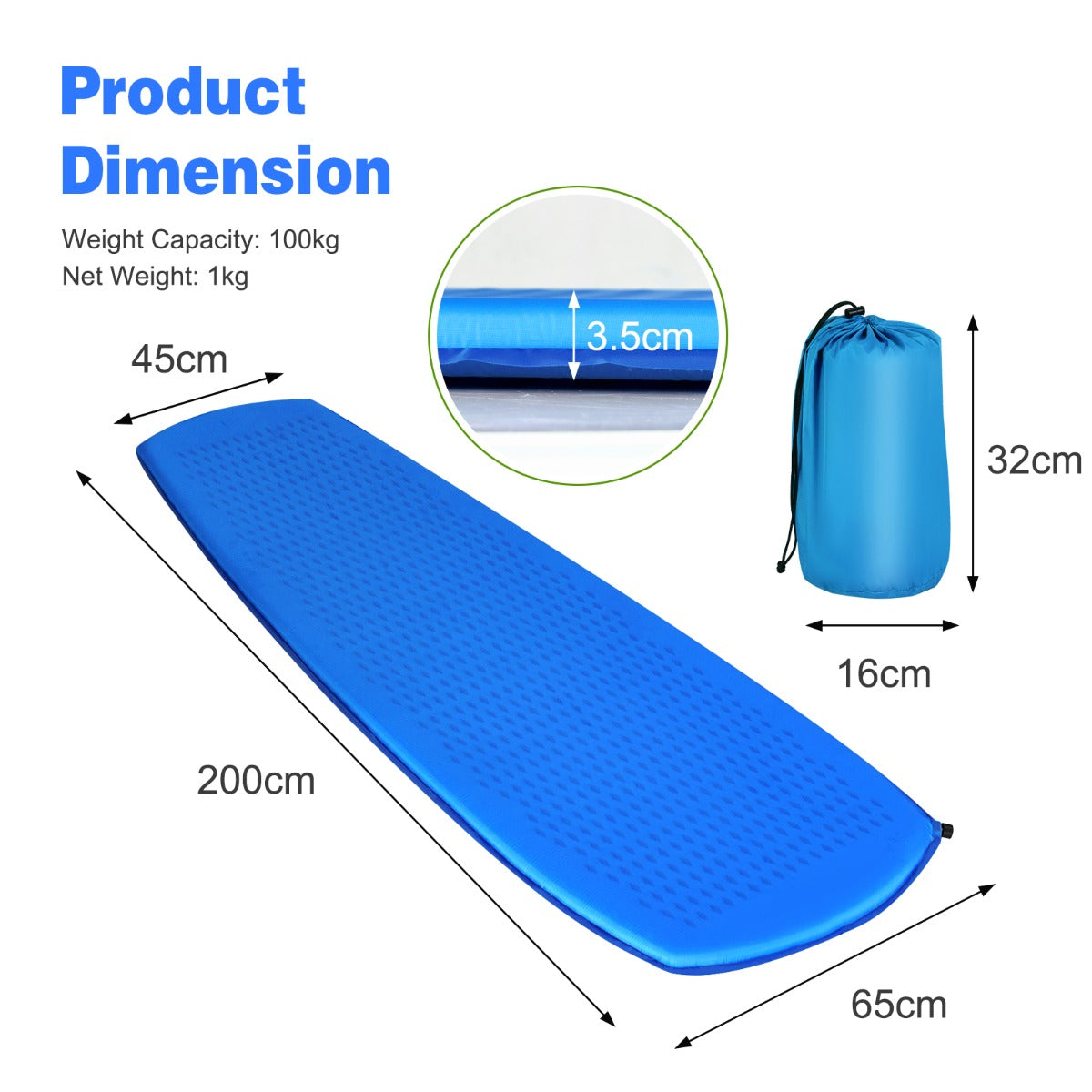 Costway Inflatable Sleeping Pad with Inflatable Sponge for Hiking