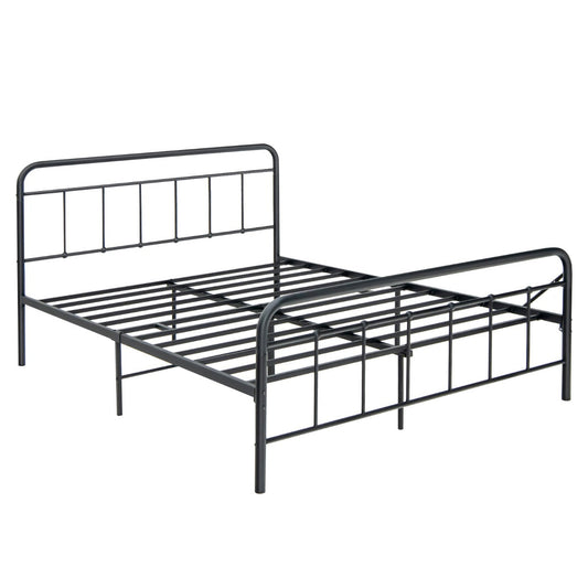 Rustproof steel platform bed frame offers sturdy mattress support with a durable powder-coated finish