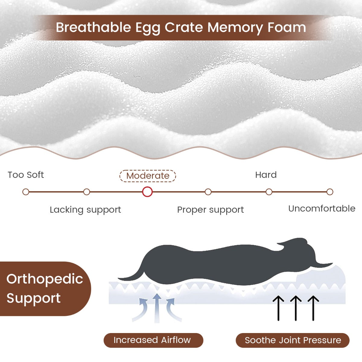 Orthopedic Dog Bed with Memory Foam Support for Pet-Grey