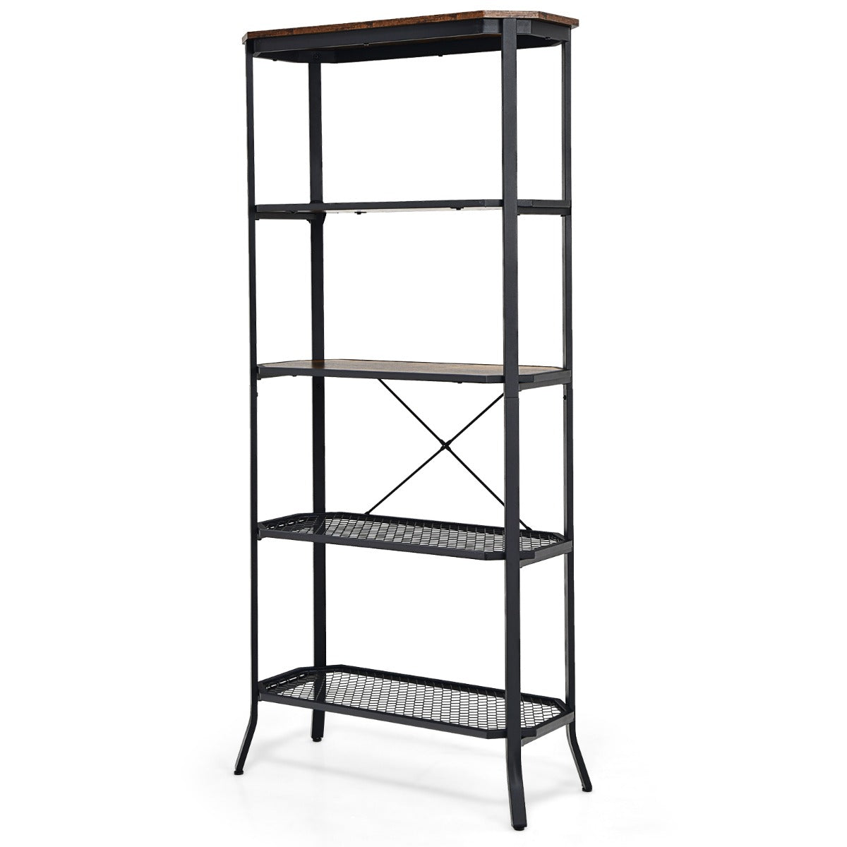 Costway 5-tier Bookshelf with Steel Frame for Living Room