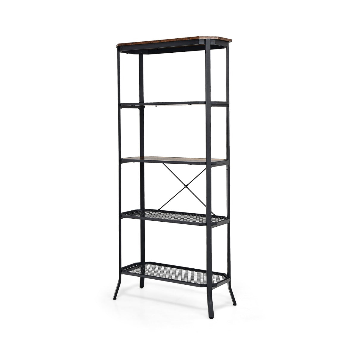 Costway 5-tier Bookshelf with Steel Frame for Living Room