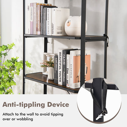 Costway 5-tier Bookshelf with Steel Frame for Living Room
