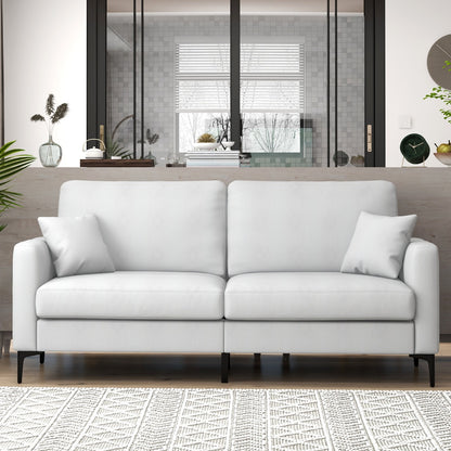 2-seat Modern Home Sofa Couch with Armrest & Pillows for Living Room