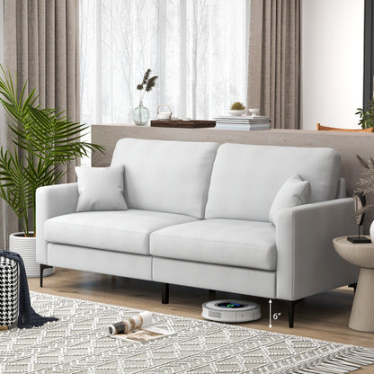 2-seat Modern Home Sofa Couch with Armrest & Pillows for Living Room