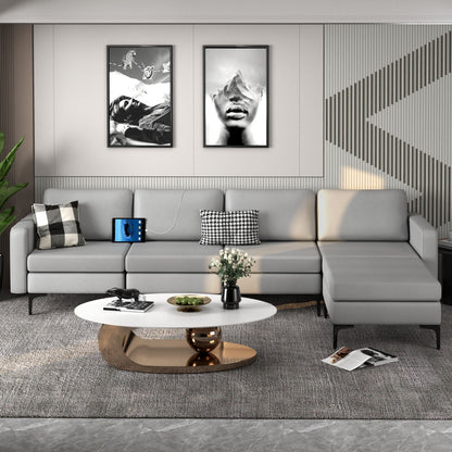Sectional Sofa Couch with Reversible Ottoman for Living Room