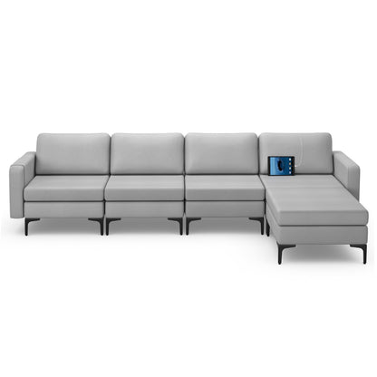Sectional Sofa Couch with Reversible Ottoman for Living Room