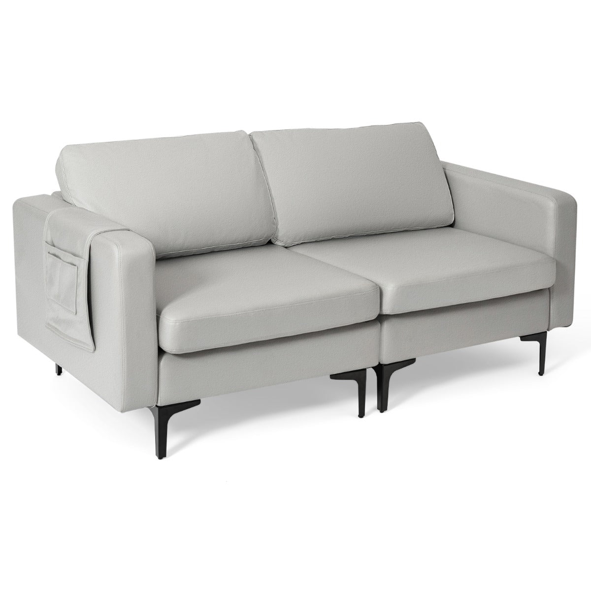 2-Seat Sofa Upholstered Fabric Modern Loveseat Couch with Remote Control Home