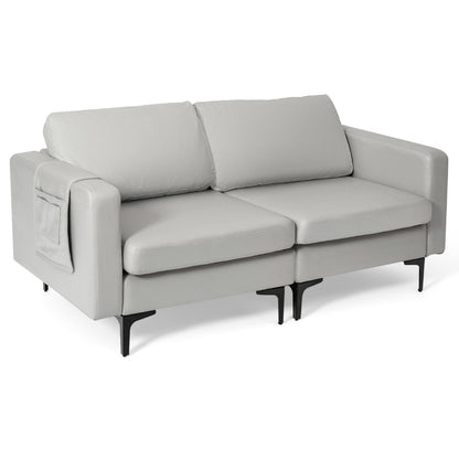 2-Seat Sofa Upholstered Fabric Modern Loveseat Couch with Remote Control Home
