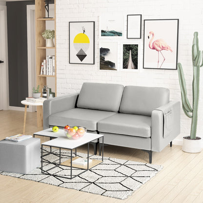 2-Seat Sofa Upholstered Fabric Modern Loveseat Couch with Remote Control Home