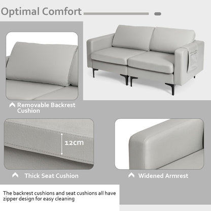 2-Seat Sofa Upholstered Fabric Modern Loveseat Couch with Remote Control Home