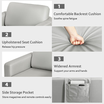Upholstered Single Sofa Chair with Magazine Caddy Holder for Living Room