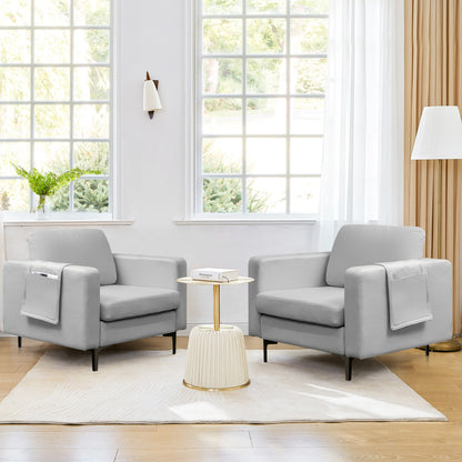 Upholstered Single Sofa Chair with Magazine Caddy Holder for Living Room