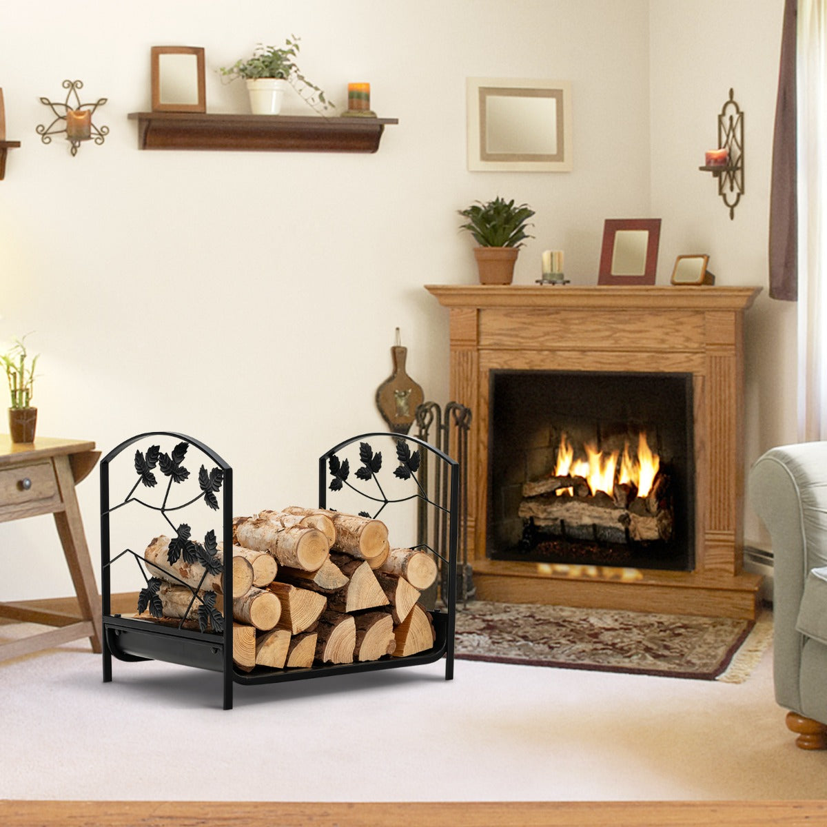 Heavy-Duty Firewood Rack with 50 kg Load Capacity for Stove, Fire Pit