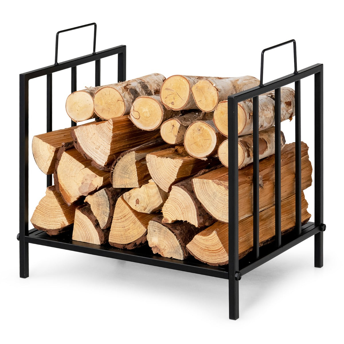 Firewood Log Rack with Convenient Handle for Fireplace, Stove, Fire Pit