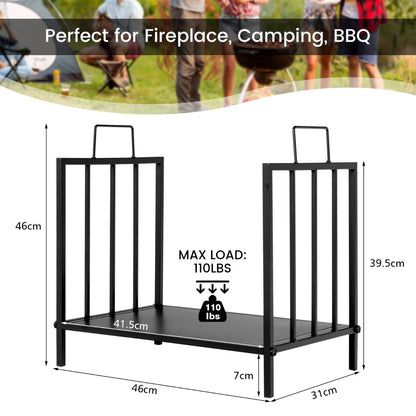 Firewood Log Rack with Convenient Handle for Fireplace, Stove, Fire Pit