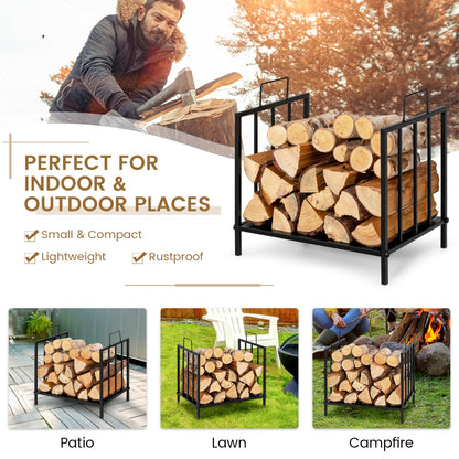 Firewood Log Rack with Convenient Handle for Fireplace, Stove, Fire Pit