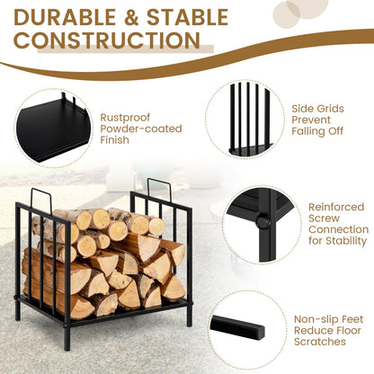 Firewood Log Rack with Convenient Handle for Fireplace, Stove, Fire Pit