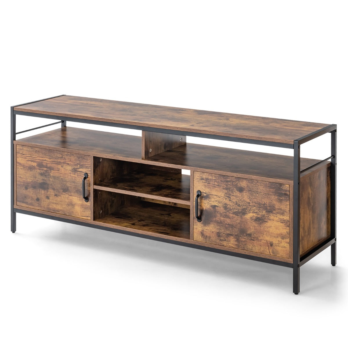 Home TV Cabinet with Storage Side Cabinets & Adjustable Shelf