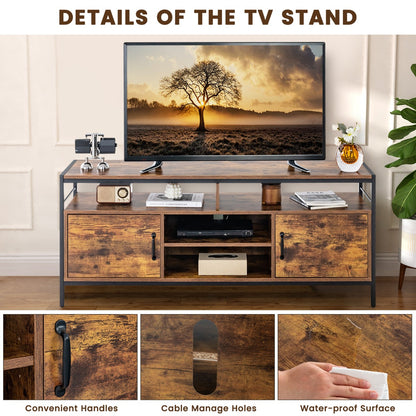 Home TV Cabinet with Storage Side Cabinets & Adjustable Shelf
