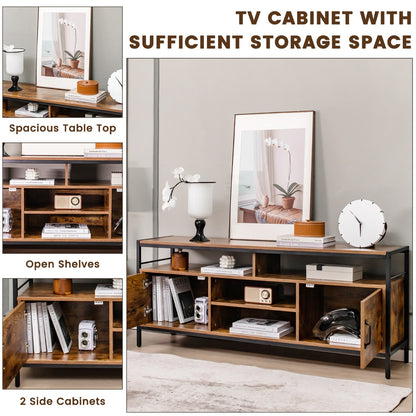 Home TV Cabinet with Storage Side Cabinets & Adjustable Shelf