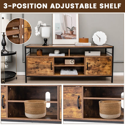Home TV Cabinet with Storage Side Cabinets & Adjustable Shelf